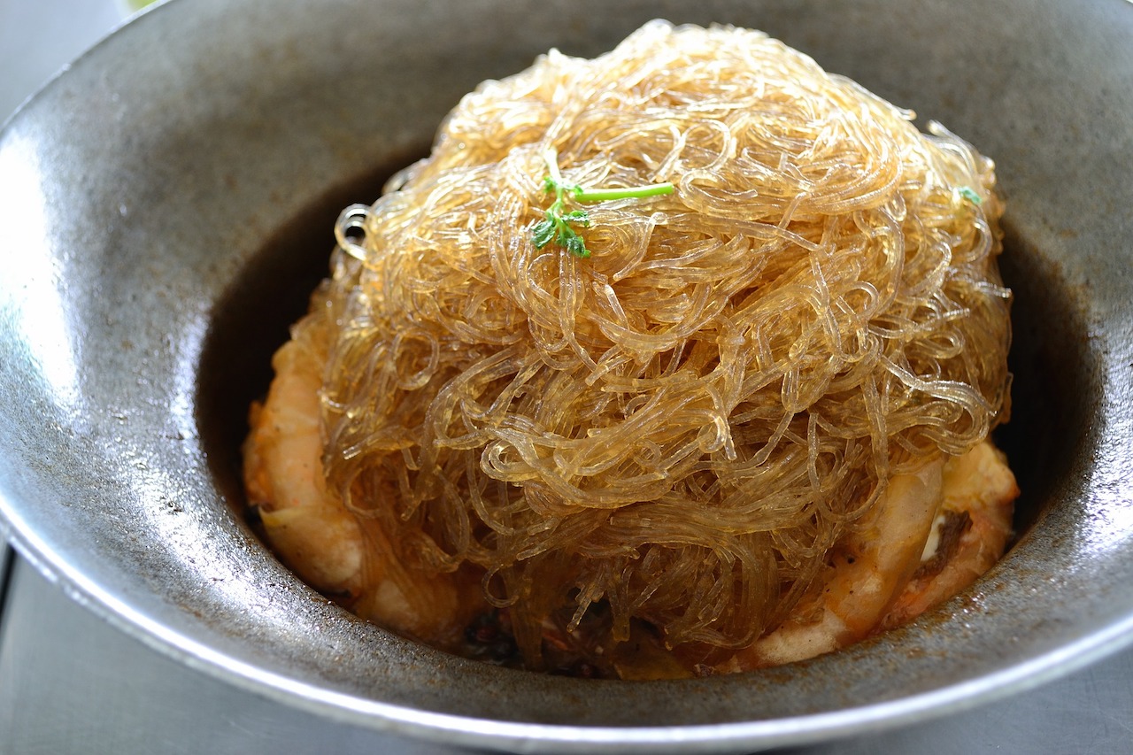 Baked shrimp with glass noodles
