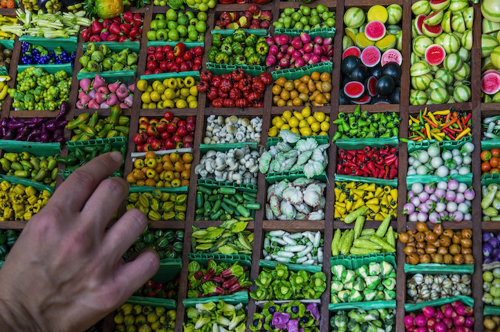 Miniature fruit and vegetables at Jatujak market