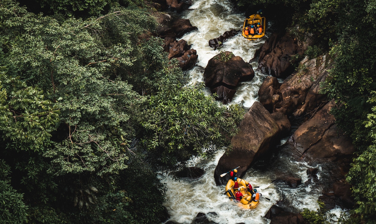 Two boats white river rafting in Cagayan de Oro
