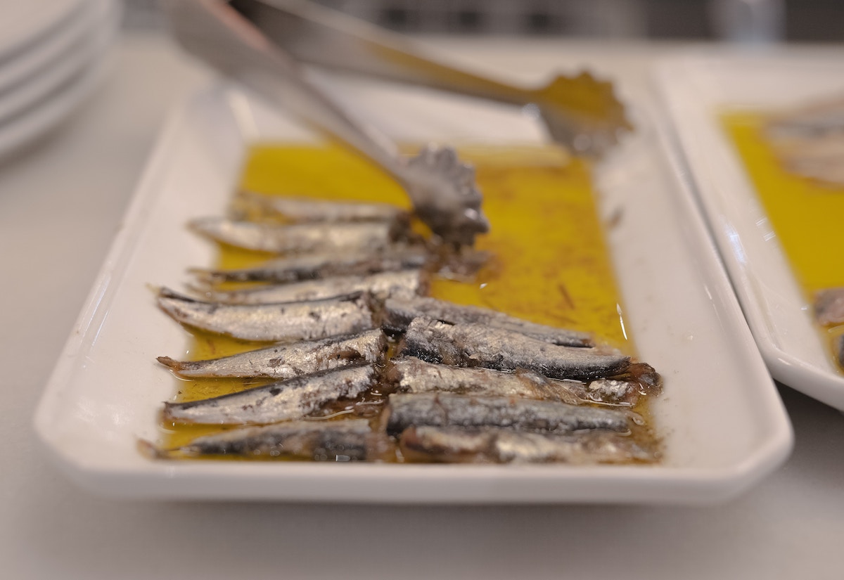 Sardines in oil pintxos