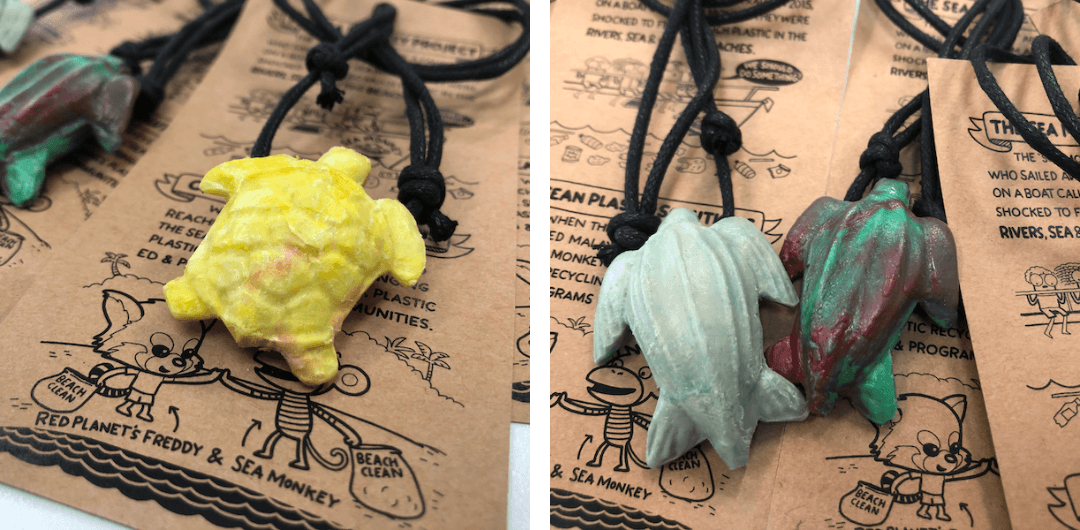 Sea Monkey Project green sea and leatherback turtle necklaces
