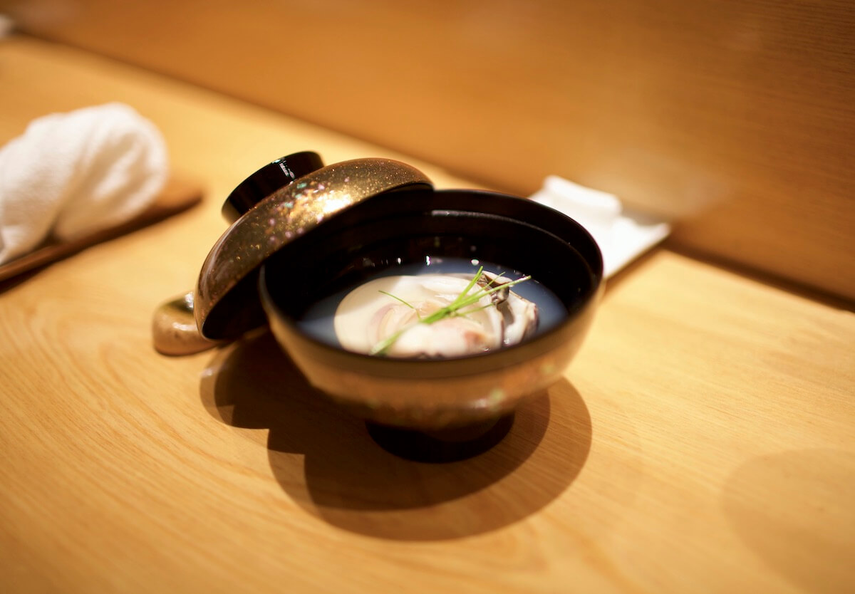 Clam soup in a Japanese bowl